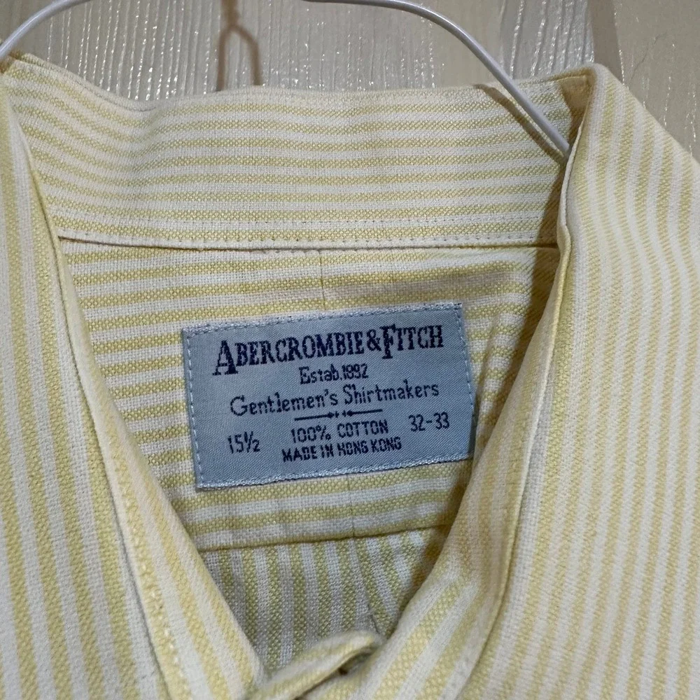 Abercrombie & Fitch Vintage Striped Cotton Button‎ Down Shirt Yellow White 15.5